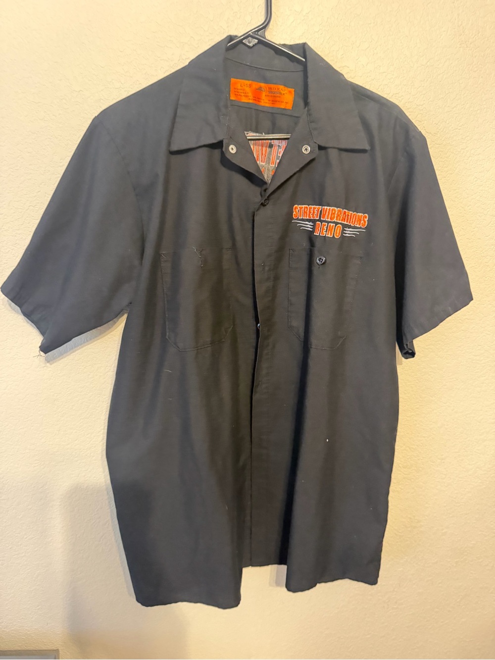 Harley-Davidson Black Short-Sleeve Button Down Shirt with Orange Logo